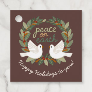 Peace on Earth Doves Christmas Holiday CUSTOM  Favour Tags