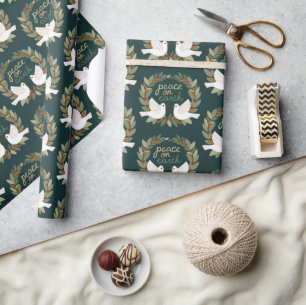 Peace on Earth Doves Christmas Holidays CUSTOM  Wrapping Paper