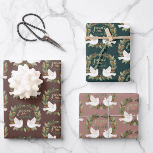 Peace on Earth Doves Christmas Holidays CUSTOM Wrapping Paper Sheet