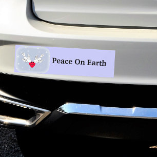 Peace on Earth Doves Heart Snowflakes Bumper Sticker