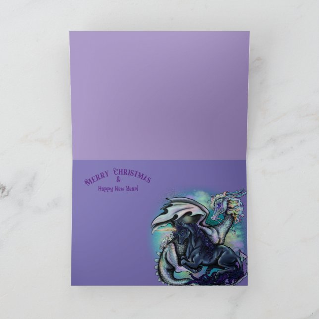 Peace On Earth Dragon and Unicorn Holiday Card (Inside)