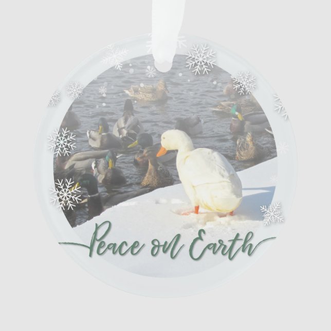 Peace on Earth Duck Ornament (Front)