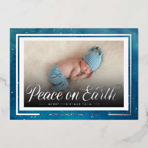 Peace on Earth Elegant Blue Newborn Photo