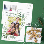 Peace on Earth Elegant Botanical Greenery Photo Postcard<br><div class="desc">Wishing your family peace on earth this holiday season with this elegant botanical Christmas postcard. Personalise the chic greenery frame with your own family photograph in the centre. Customise with your own green text for a beautiful,  modern holiday postcard.</div>