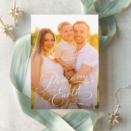 Peace on earth elegant Christmas photo Holiday Card
