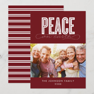 PEACE ON EARTH FAMILY PHOTO CHRISTMAS HOLIDAY CARD