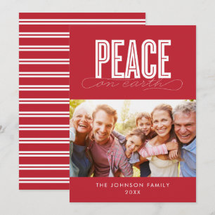 PEACE ON EARTH FAMILY PHOTO CHRISTMAS HOLIDAY CARD