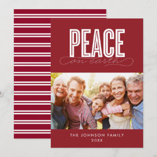 PEACE ON EARTH FAMILY PHOTO CHRISTMAS HOLIDAY CARD