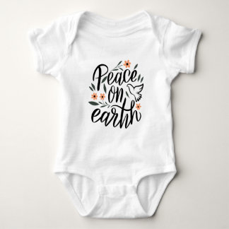 Peace on Earth Floral Design Baby Bodysuit