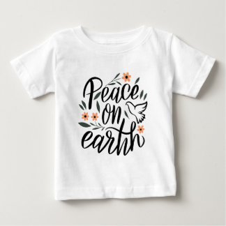 Peace on Earth Floral Design Baby T-Shirt