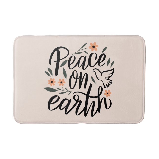 Peace on Earth Floral Design Bath Mat (Front)