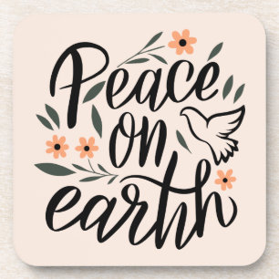 Peace on Earth Floral Design Coaster