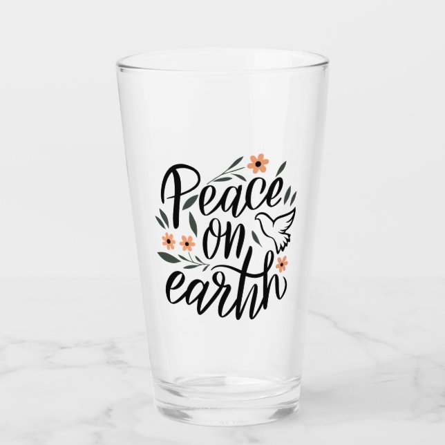 Peace on Earth Floral Design Glass (Front)