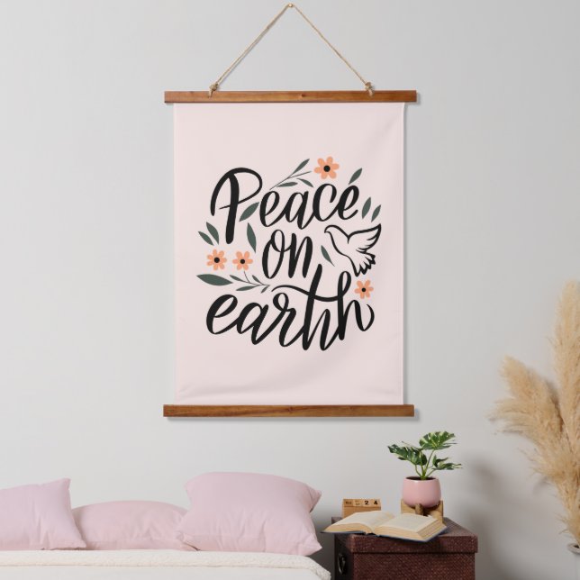 Peace on Earth Floral Design Hanging Tapestry (Bedroom)