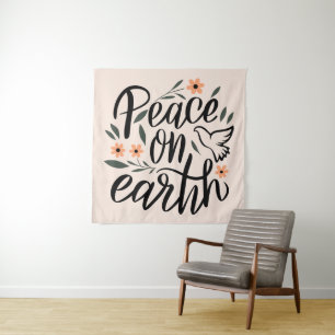 Peace on Earth Floral Design Tapestry