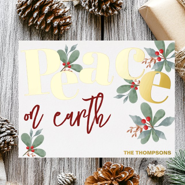 Peace on earth, gold foil christmas greeting card (Creator Uploaded)