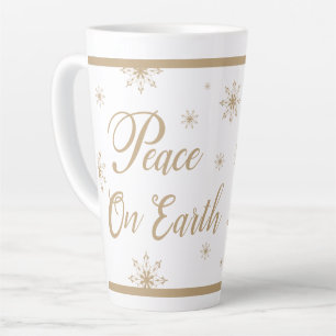 Peace on Earth Gold Stars Christmas Latte Mug
