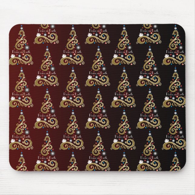 Peace on Earth golden Christmas tree pattern Mouse Pad (Front)