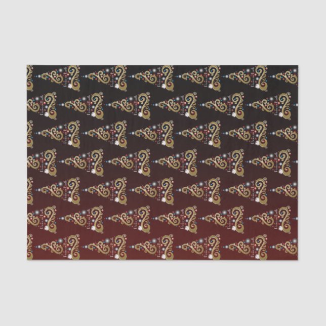 Peace on Earth golden Christmas tree pattern Tissue Paper (Front)