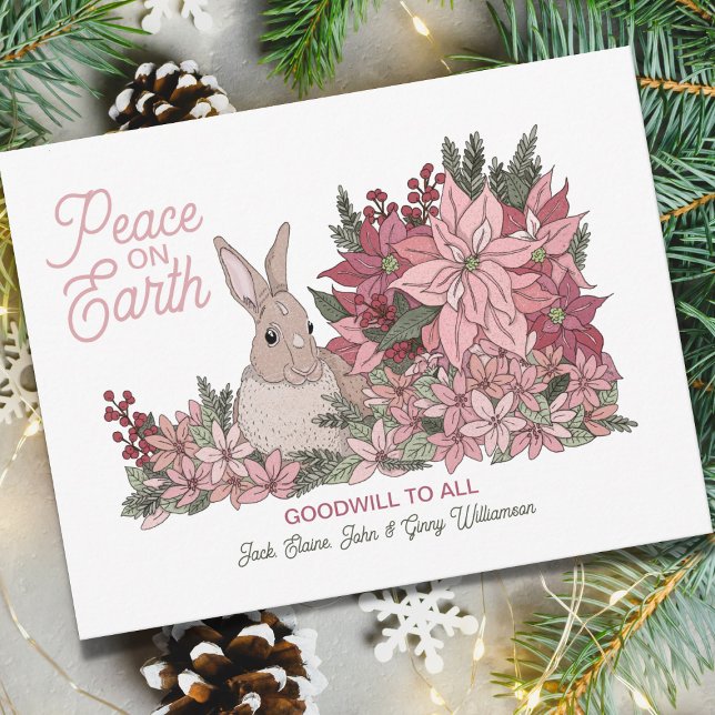 Peace on Earth Goodwill to All Flowers Christmas  Holiday Card (Creator Uploaded)