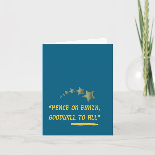 Peace on Earth Goodwill to All-Gold Quote Greeting Card (Front)