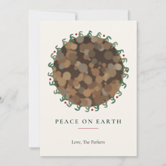 Peace on Earth Greenery Wreath Photo Christmas Car Invitation