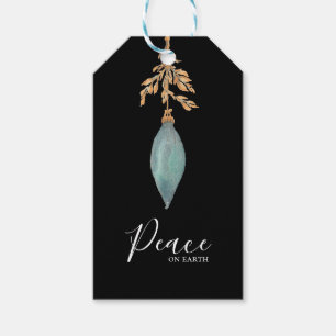 Peace on Earth Hand Painted Turquoise Watercolor Gift Tags