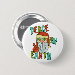 Peace on Earth Hippie Santa 6 Cm Round Badge