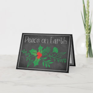 Peace on Earth Holiday Card   Faux Chalkboard
