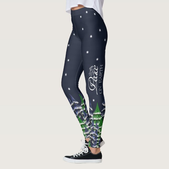 Peace On Earth Holiday Leggings (Left)