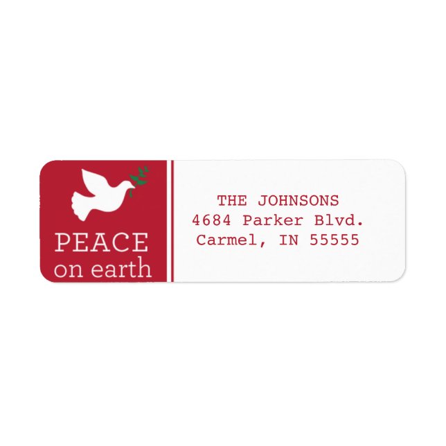 Peace on Earth Holiday Return Address Label (Front)