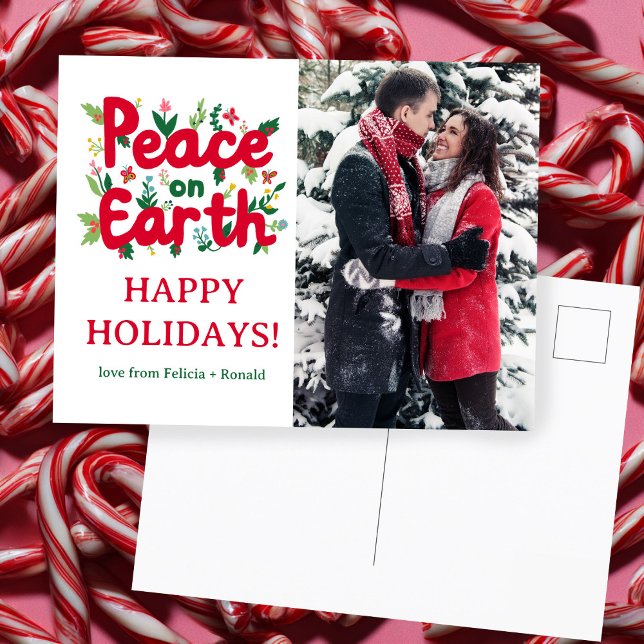 PEACE ON EARTH Holiday Xmas Christmas CUSTOM PHOTO Postcard (PEACE ON EARTH Holiday Xmas Christmas CUSTOM PHOTO Postcard
)