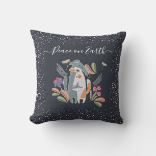 Peace on Earth Hugging Dogs Christmas Cushion