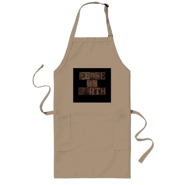 peace on earth khaki long apron (Front)