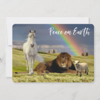 Peace on Earth Lion Lamb Unicorn Rainbow