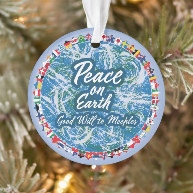 Peace on Earth Meeples Acrylic Ornament (Tree)