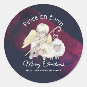 Peace on Earth Merry Christmas Shepherd Classic Round Sticker