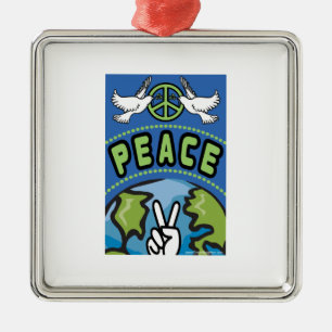 Peace on Earth Metal Tree Decoration