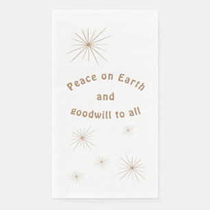 Peace on Earth Minimalist Gold Text Guest Towel Napkin