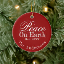 Peace On Earth Minimalist Script Christmas Red