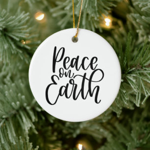 Peace On Earth Modern Christian Christmas Tree Ceramic Tree Decoration