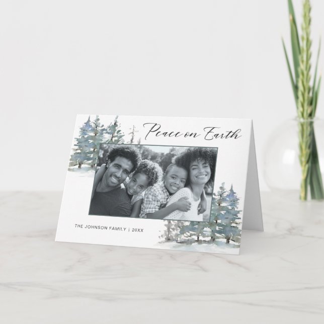 Peace on Earth Modern Holiday Photo Greeting (Front)