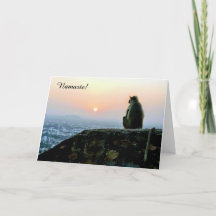 Peace on Earth Monkey at Sunset Holiday Card
