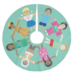 Peace on earth, one world family brushed polyester tree skirt