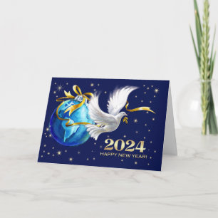 Peace on Earth. Peace Dove New Year's 2024 Holiday Card