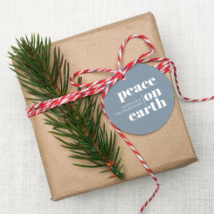 Peace On Earth Personalised Modern Christmas Favour Tags