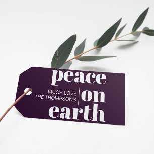 Peace On Earth Personalised Modern Christmas Gift Tags