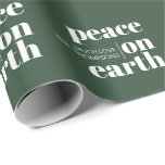 Peace On Earth Personalised Modern Christmas Wrapping Paper<br><div class="desc">Green, the colour of evergreen trees and holly leaves, is at the heart of Christmas traditions. It symbolises renewal, growth, and the enduring spirit of the holiday season. From the lush branches of a Christmas tree adorned with ornaments to the vibrant wreaths hanging on front doors, green is an integral...</div>