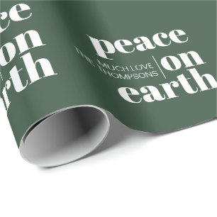Peace On Earth Personalized Modern Christmas Wrapping Paper