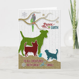 Peace on Earth Pet Lover Holiday Sticker Style Card